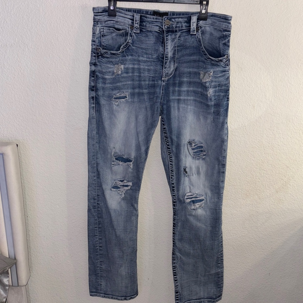 Buckle Men's Faded Blue Bootcut Jeans